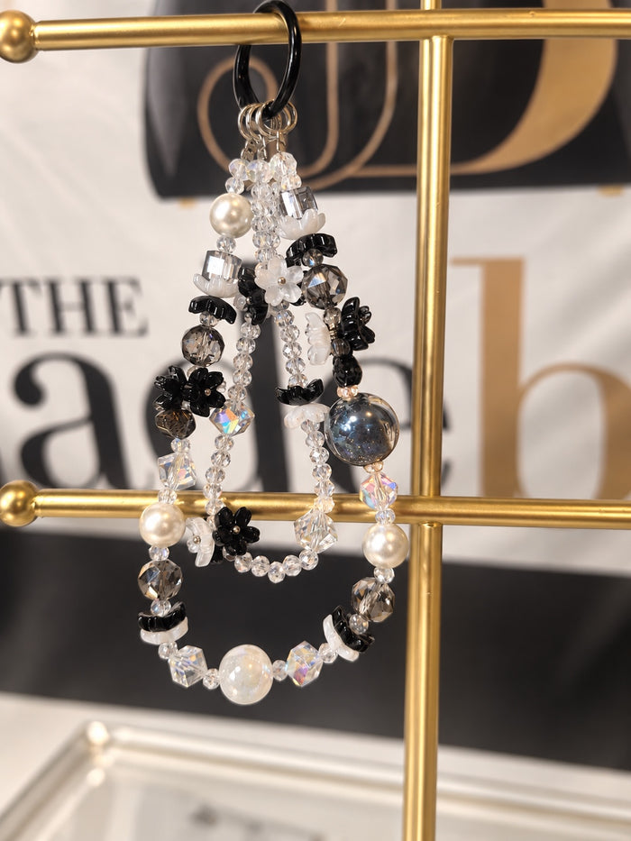 The JadeBags Black & White Floral Crystal Charm