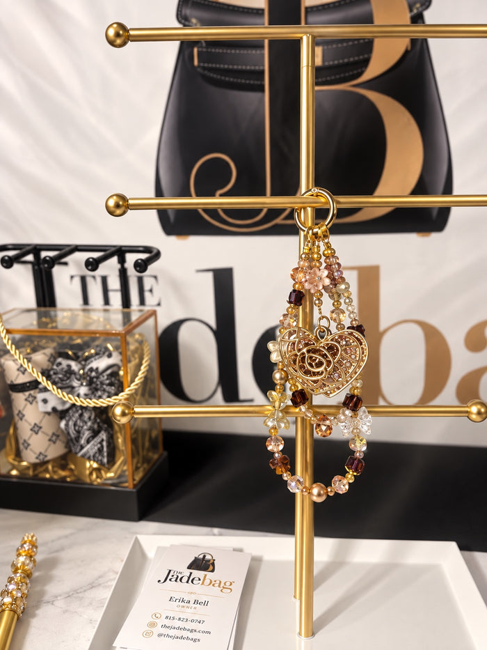 The JadeBags Gold Heart Crystal Charm