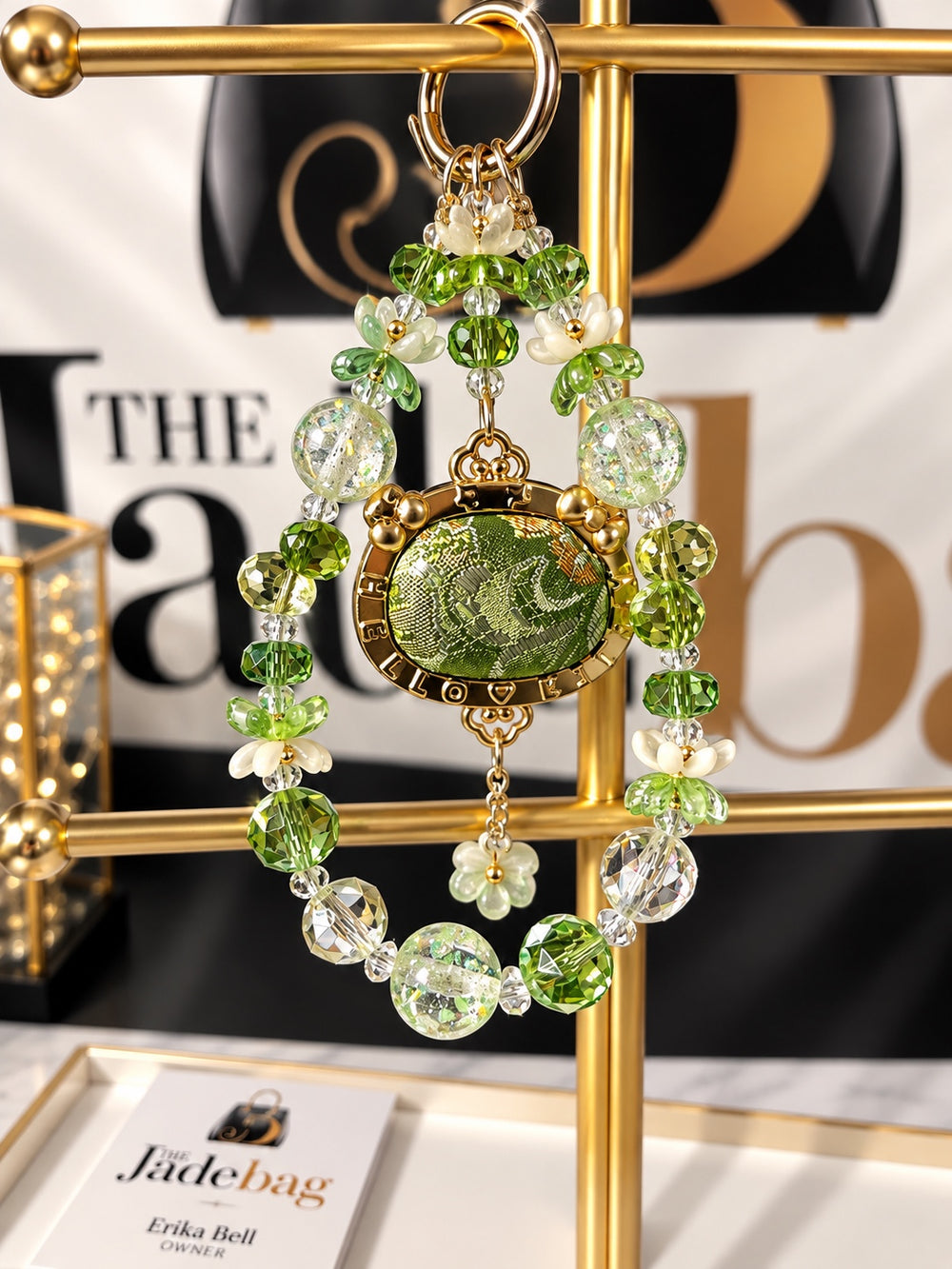 The JadeBags Green Vintage Crystal Charm