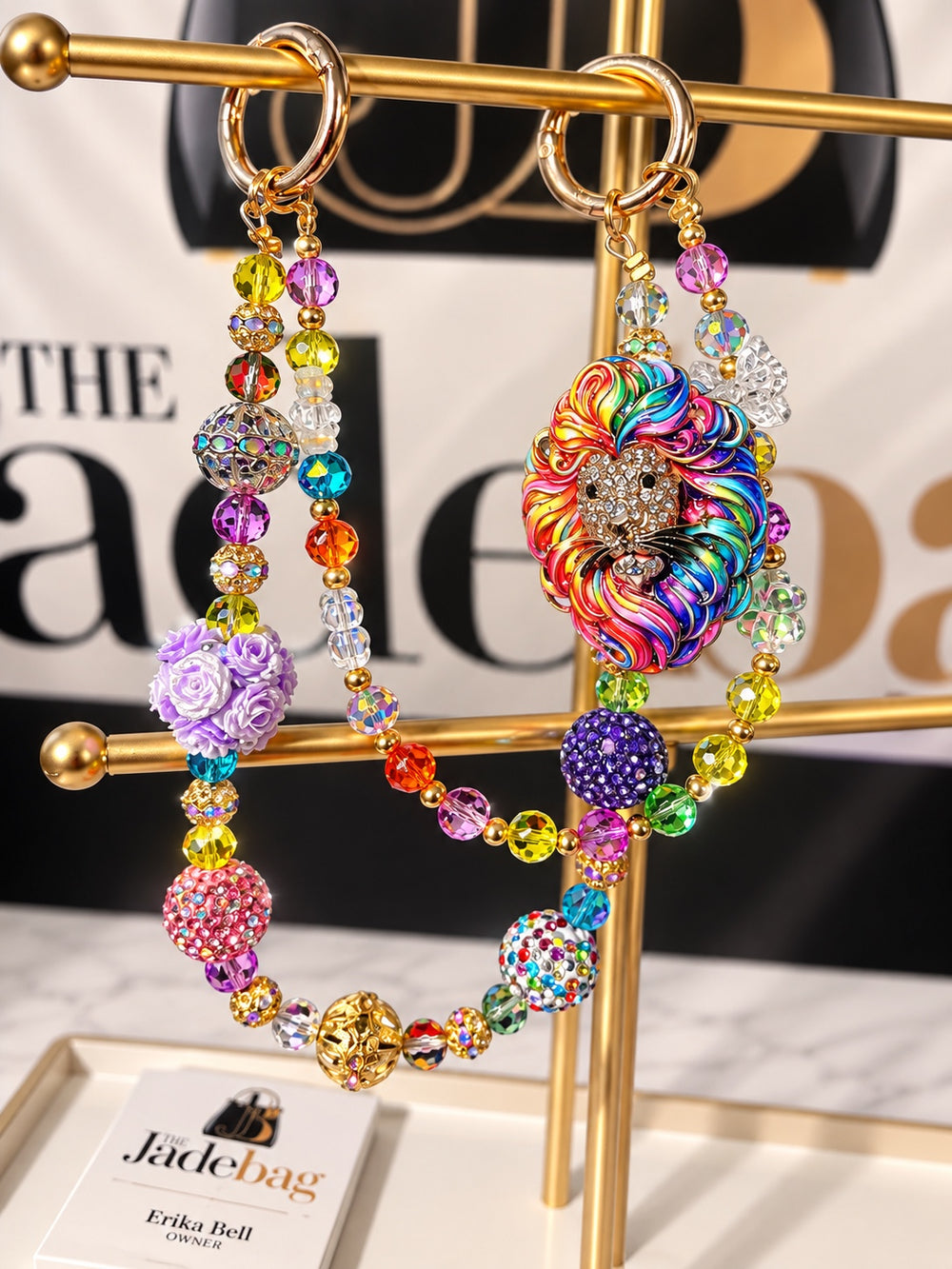 The JadeBags Rainbow Lion Crystal Charm