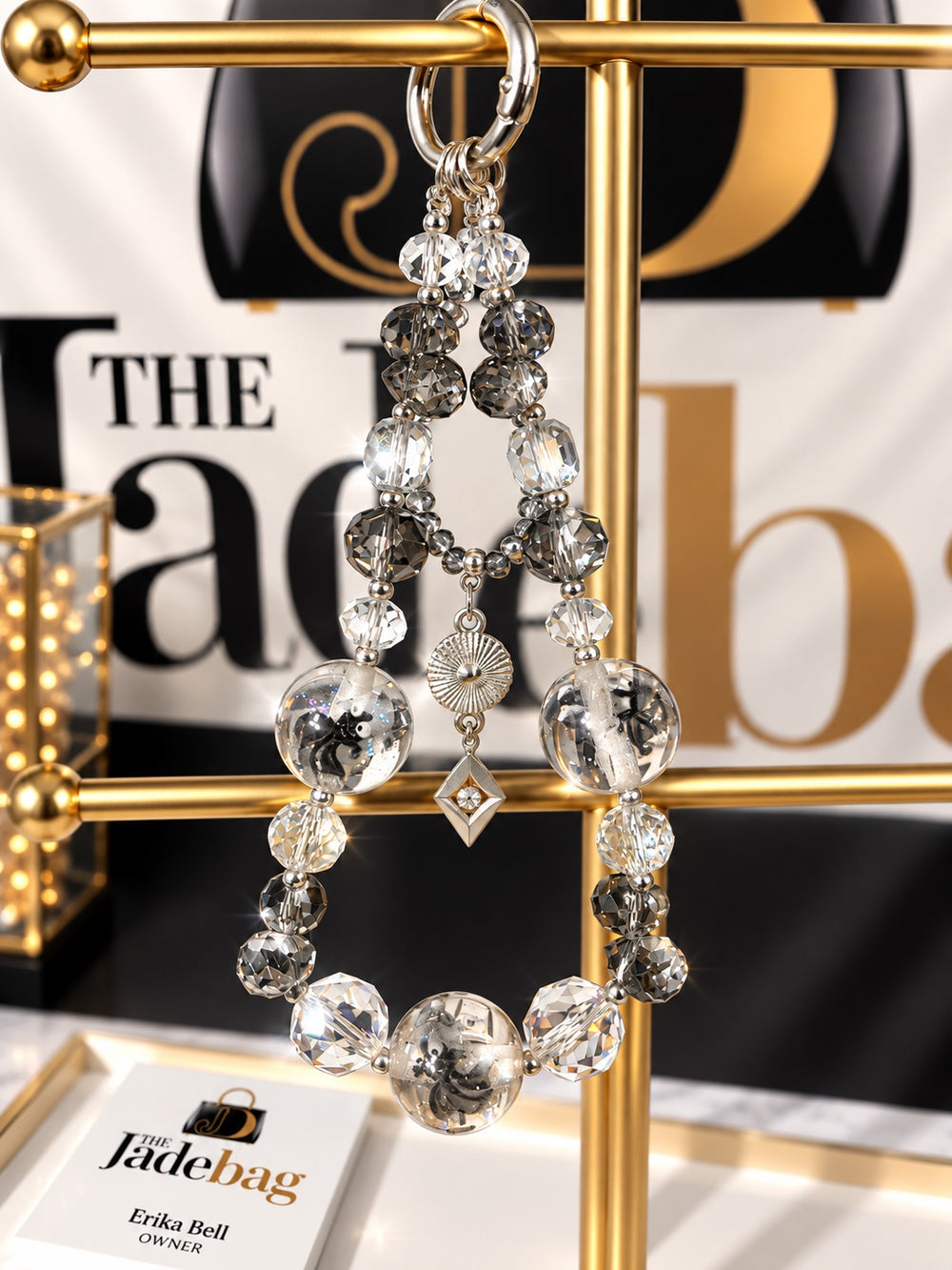 The JadeBags Smoky & Clear Crystal Charm