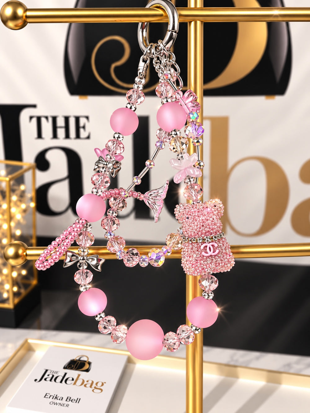 The JadeBags Pink Fashion Crystal Charm