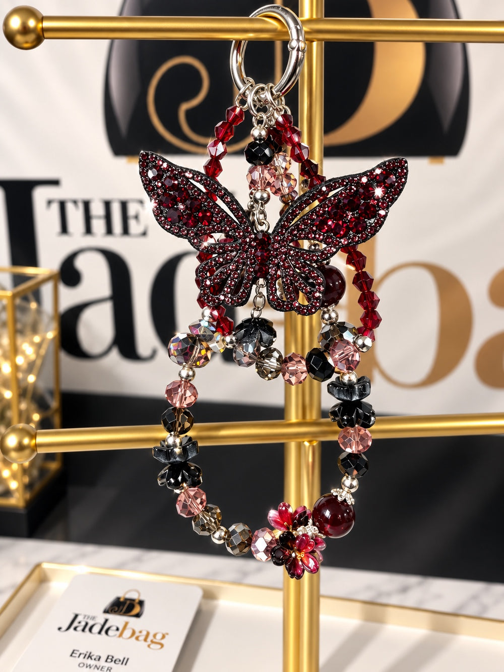 The JadeBags Ruby Butterfly Crystal Charm