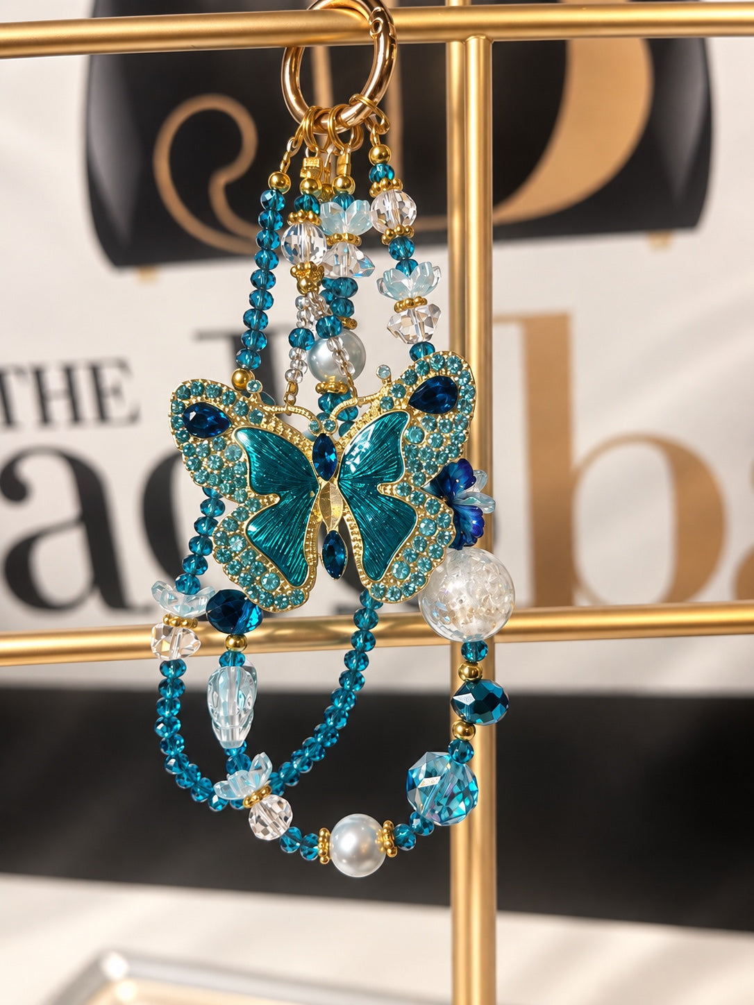 Teal Butterfly Crystal Charm